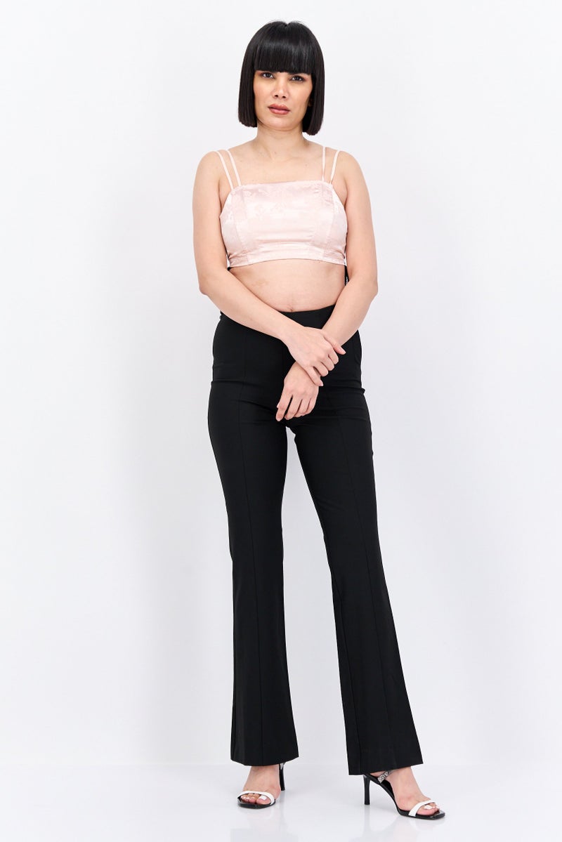 Selected Femme Women Regular Fit Straight Leg Plain Pants, Black - Image 4